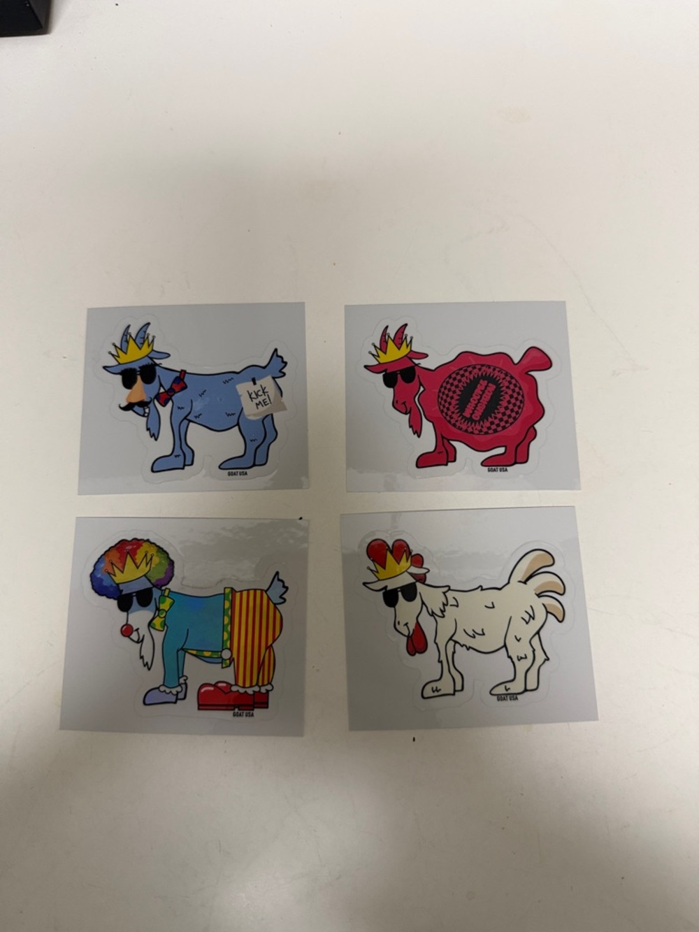 Set of 4 Colorful Goat Sticker Cards